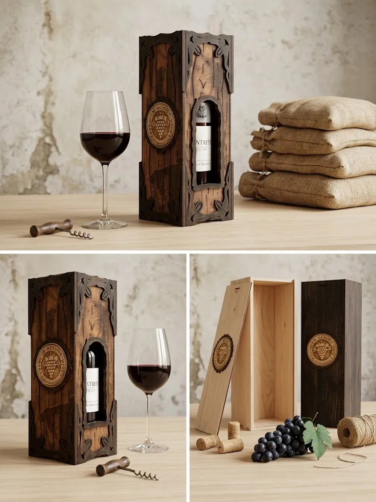 Estuche regalo premium para botella personalizado (grabado en madera) - Imagen 3