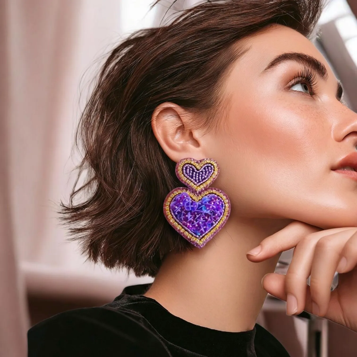Aretes  corazón impar - Imagen 2