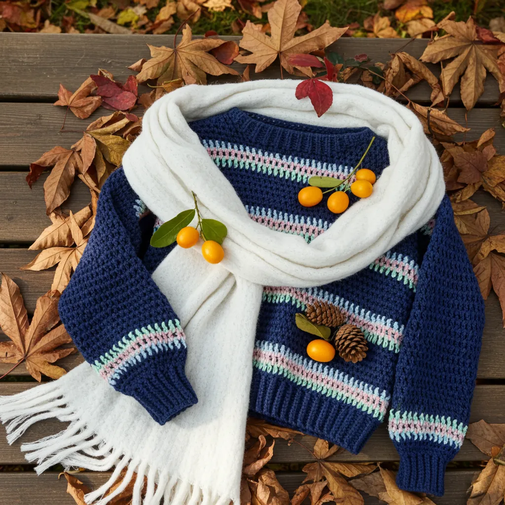 Suéter tejido a crochet azul - Imagen 2