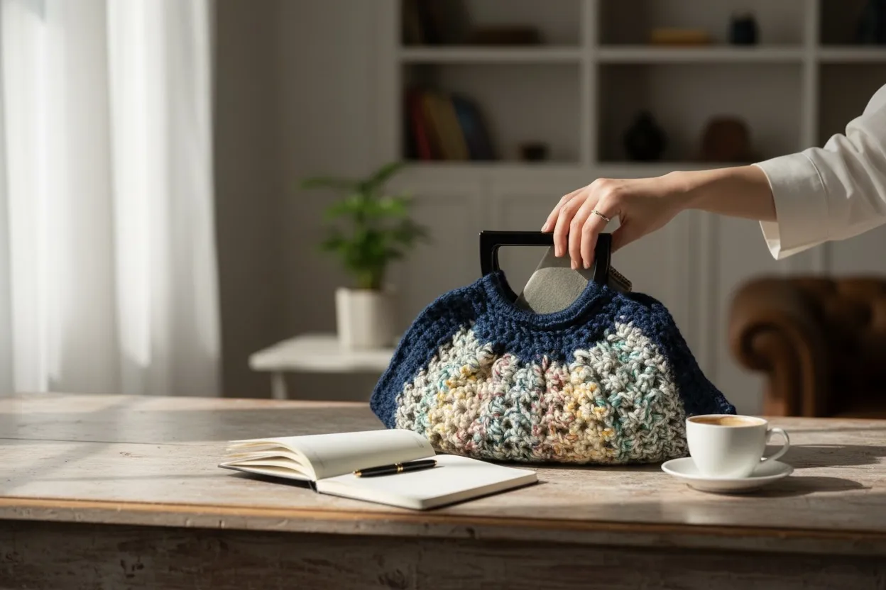 Bolso de mano triángulo azul - Imagen 2