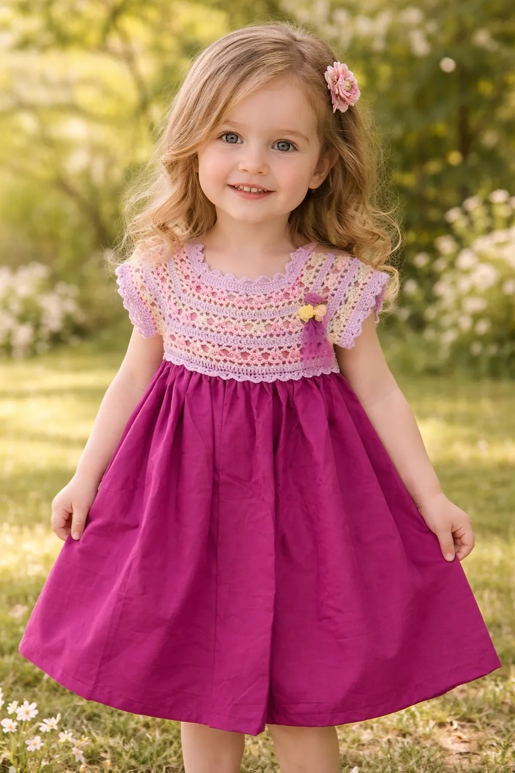 Vestido crochet elegance bebé 18 a 24 meses - Imagen 3