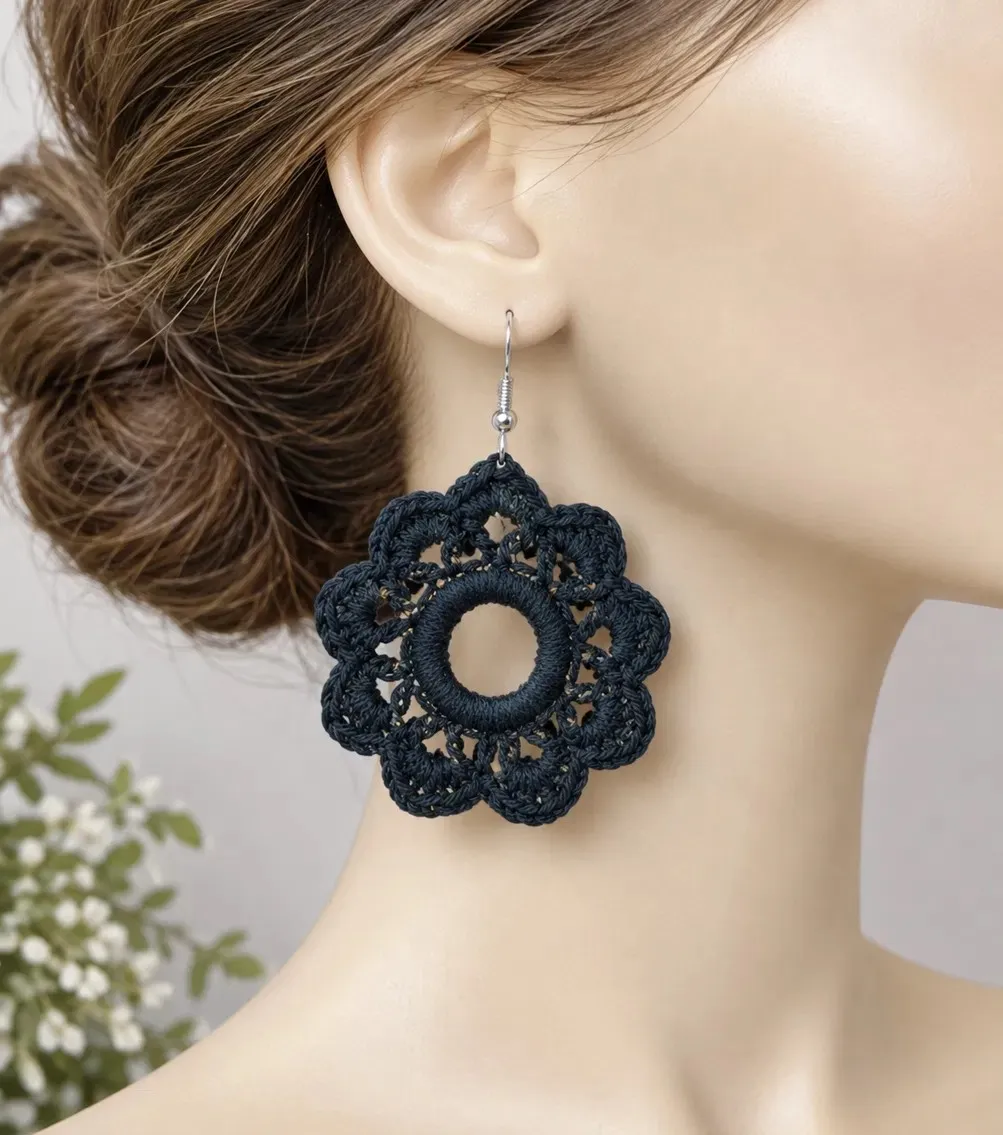 Pendientes de crochet hechos a mano