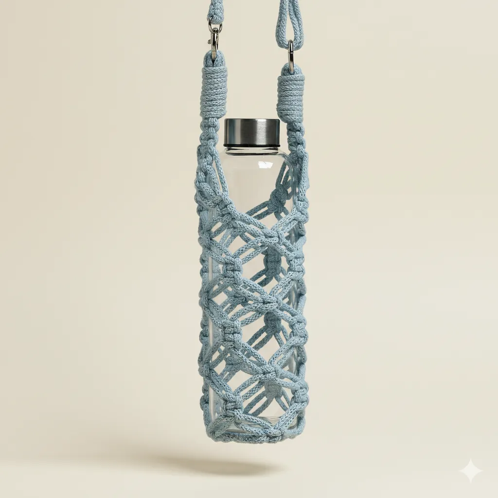 Portabotellas "Vital" · Macramé sostenible para el día a día ·