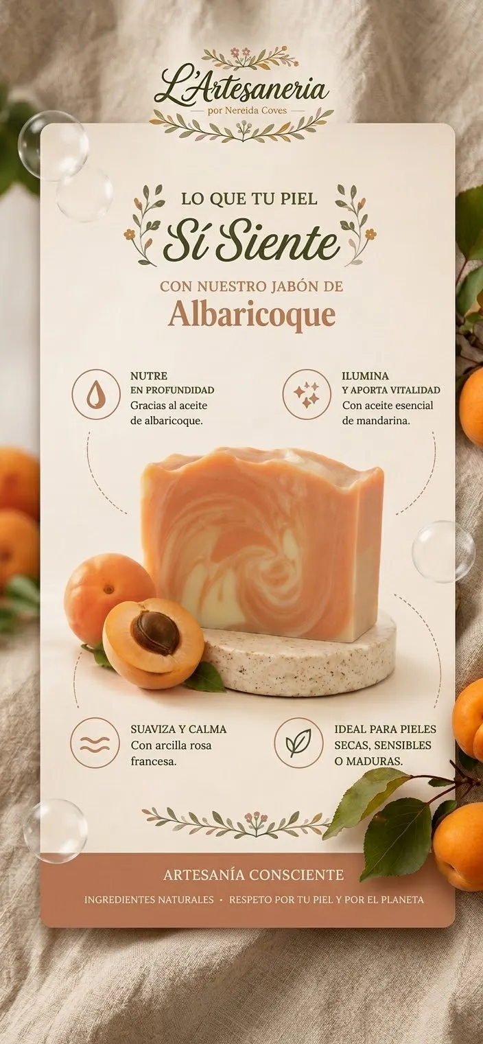 Jabón de aceite de albaricoque, arcilla rosa y aceite esencial de mandarina - Imagen 2