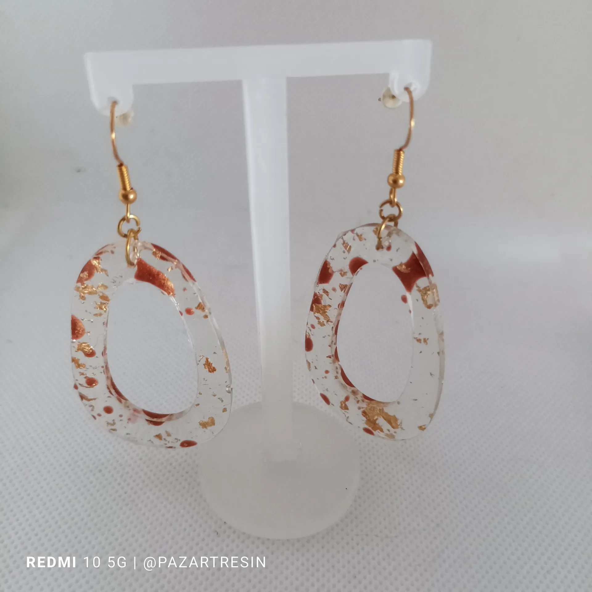 Pendientes ovalados pan de oro - Imagen 4