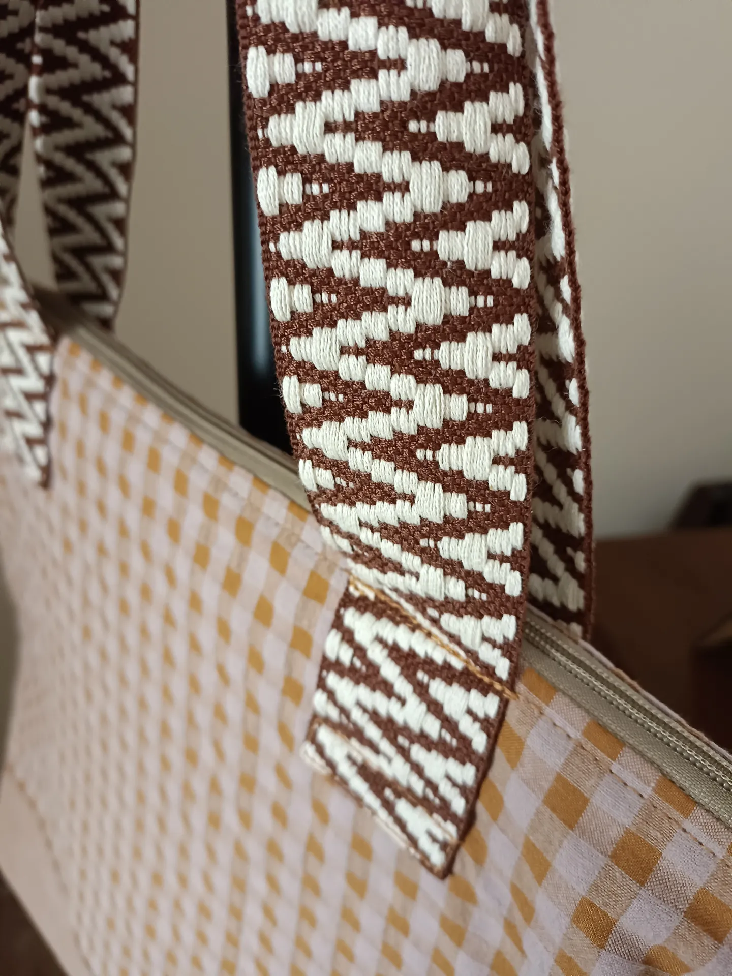 Bolso Tote Vichy canela & cuadros - Imagen 5