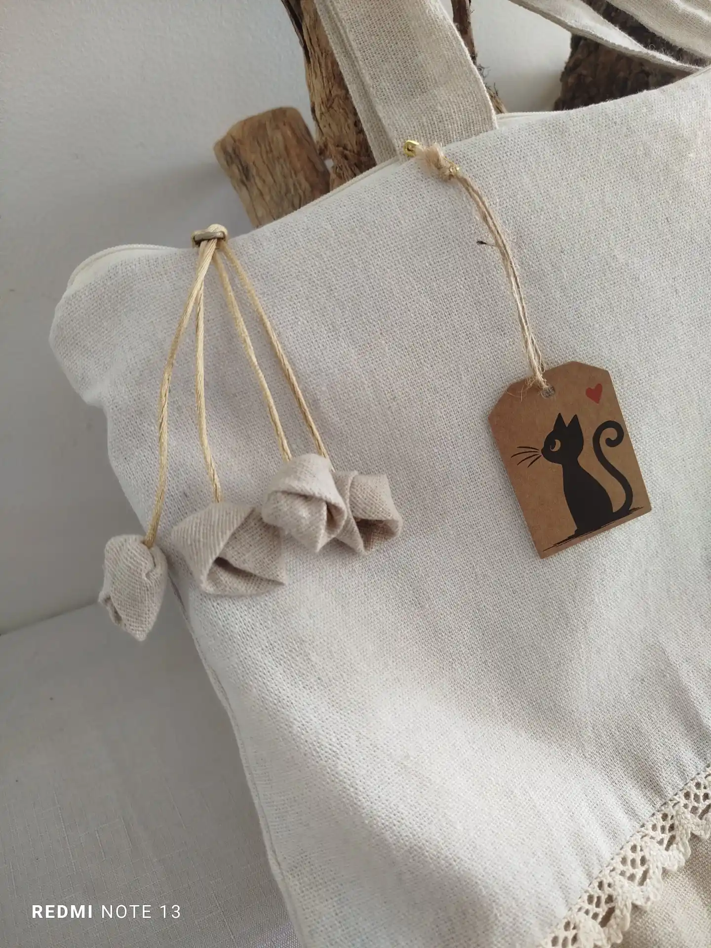 Bolso en tela cruda y lino - Imagen 4