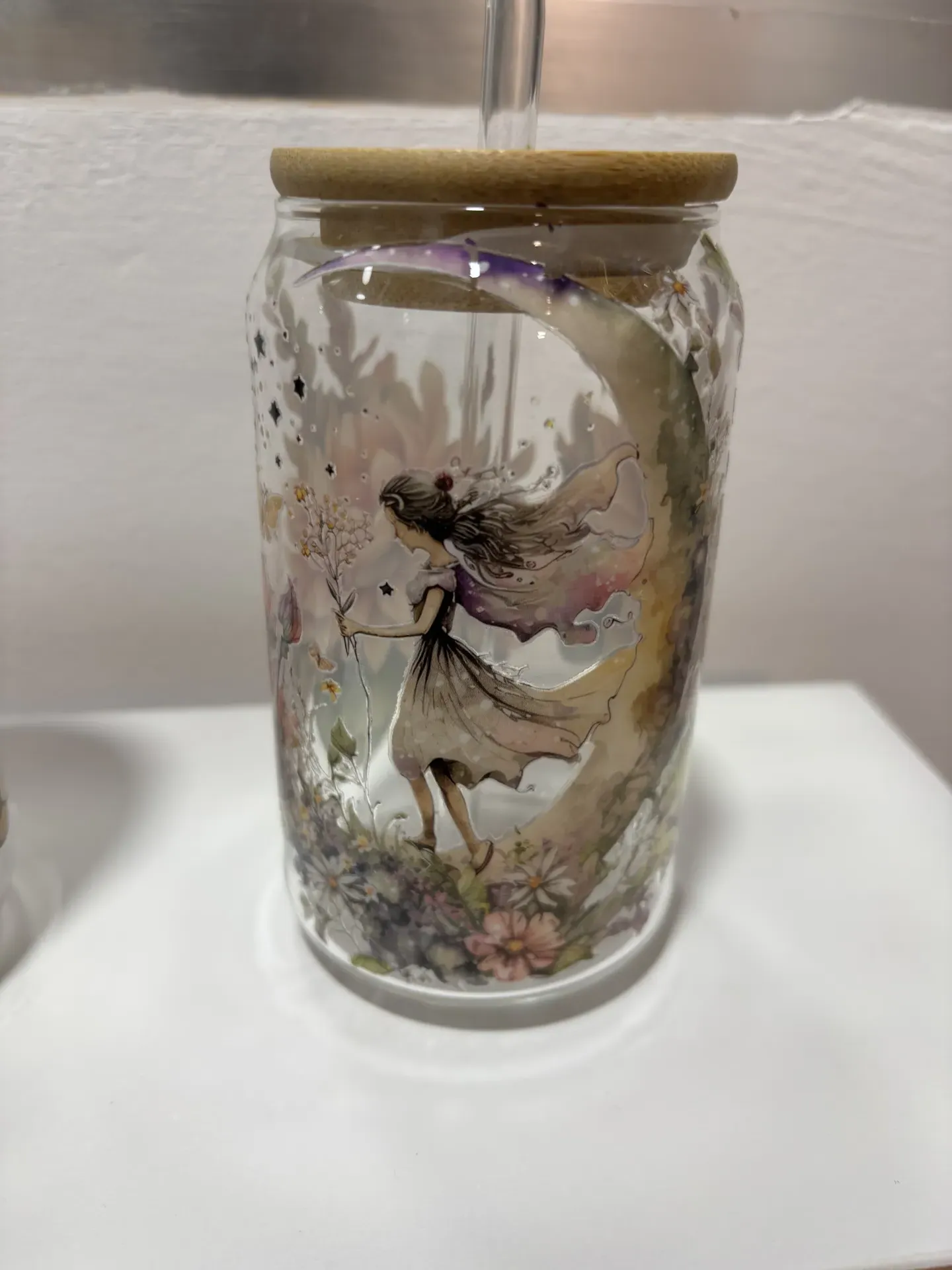 Vaso con pajita de cristal - Imagen 3