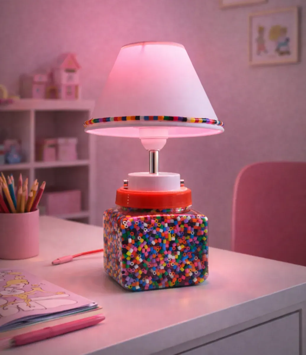 Lámpara con cuentas de colores