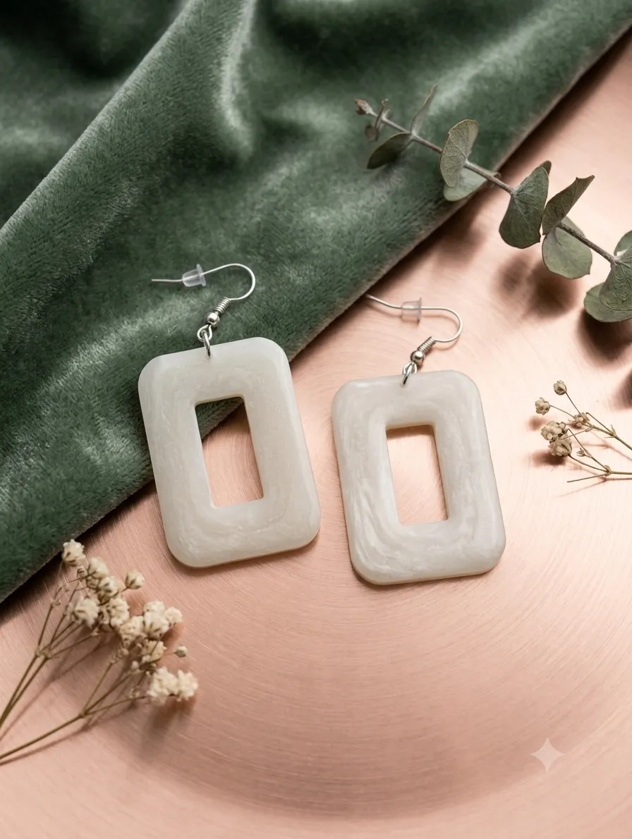 Pendientes geométricos blancos