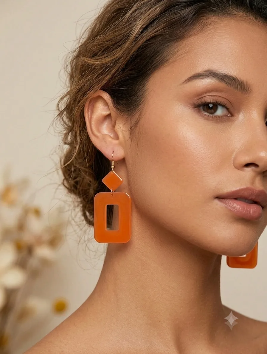 Pendientes Geométricos Naranjas - Imagen 3
