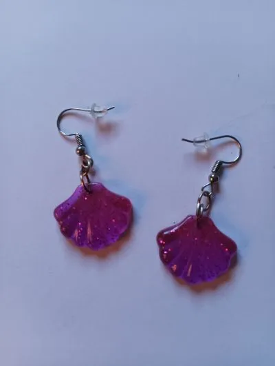 Pendientes Colgantes Conchas Violetas - Imagen 3