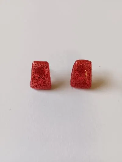 Pendientes Botón Ovalados Rojos - Imagen 4