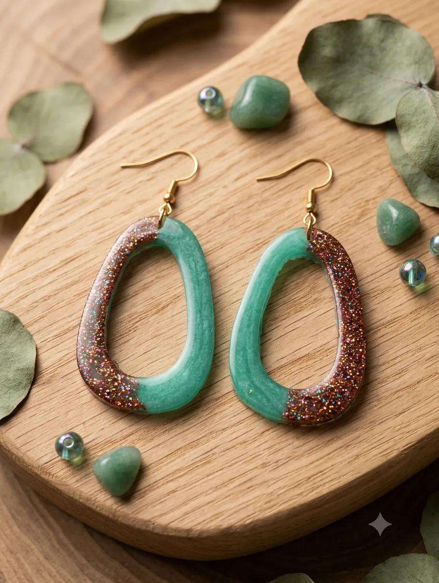 Pendientes Ovalados Verdes y Rojos