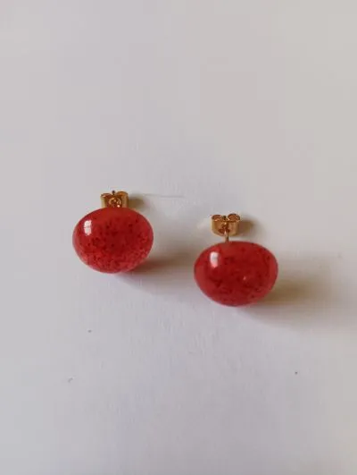 Pendientes Botón Rojos - Imagen 3