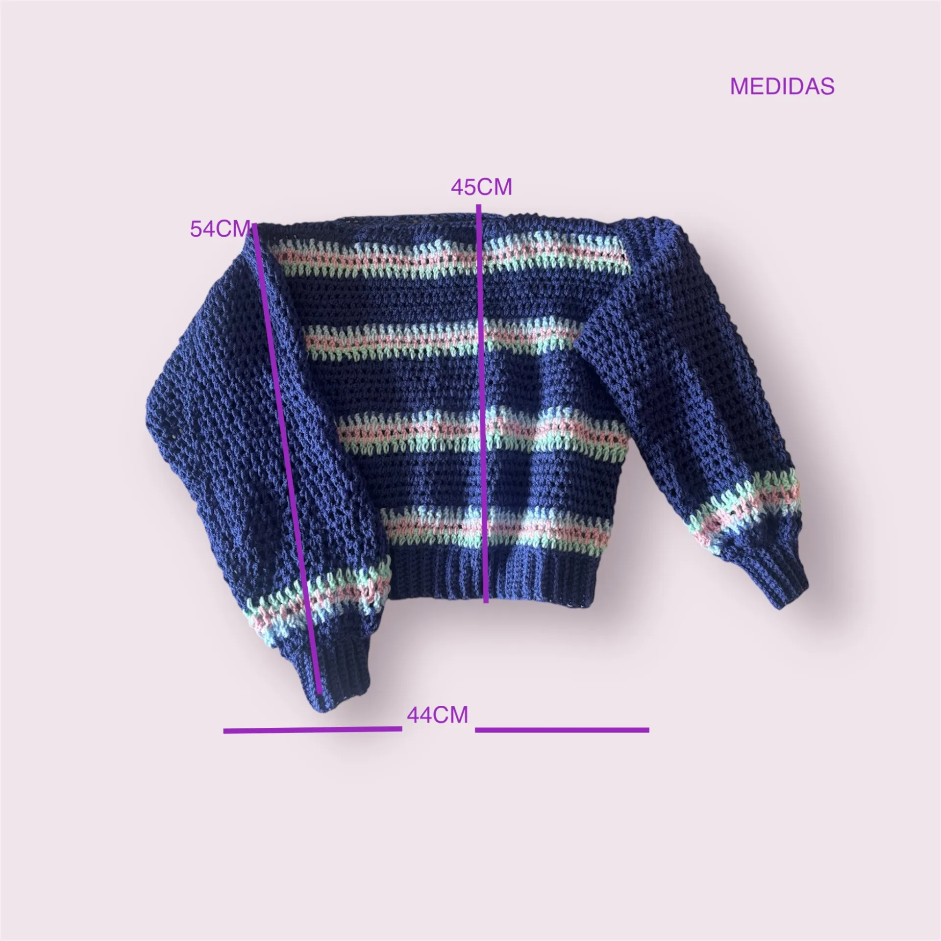 Suéter tejido a crochet azul - Imagen 5