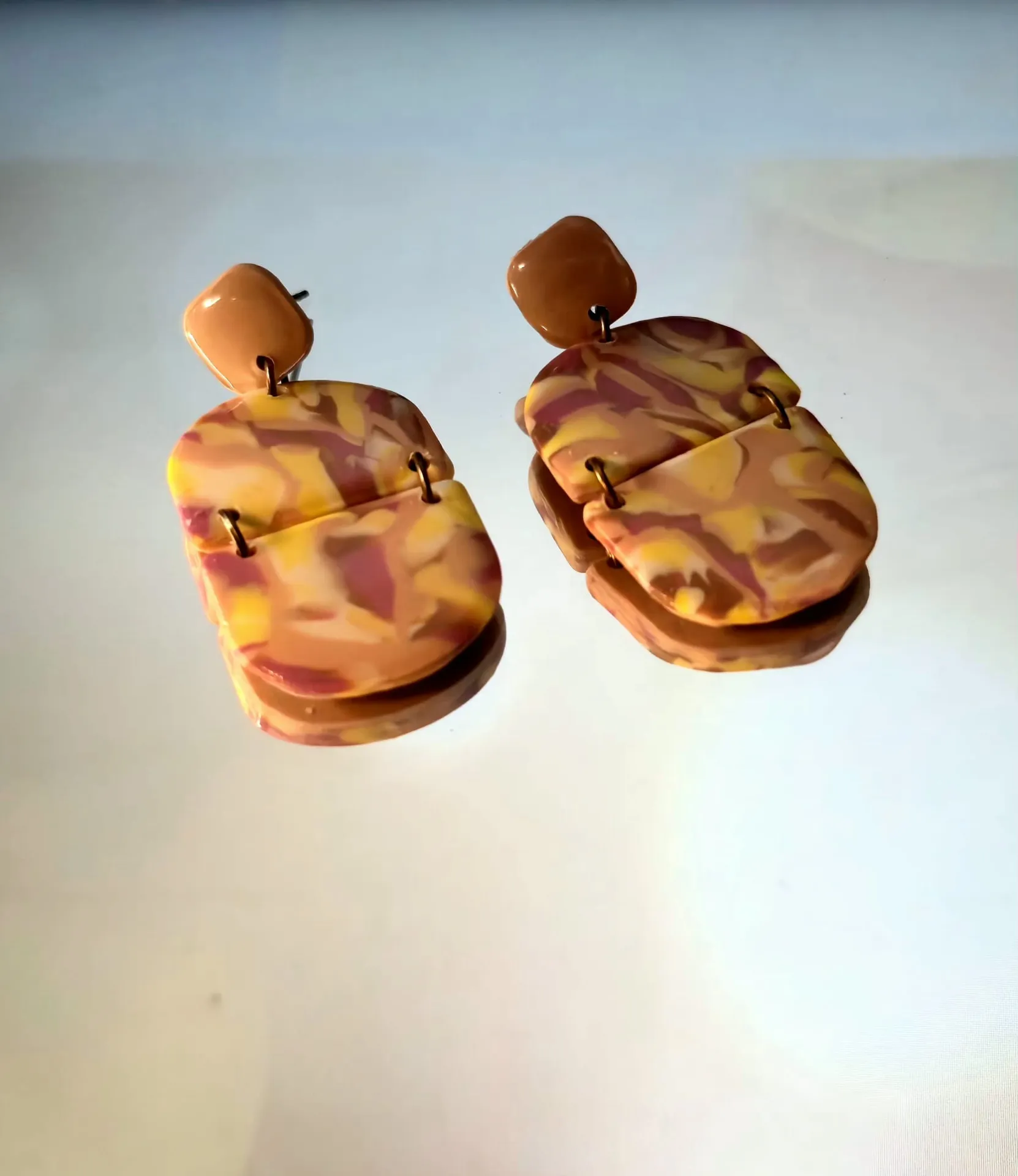 Pendientes Dúo Soft estampado miel silvestre matizado