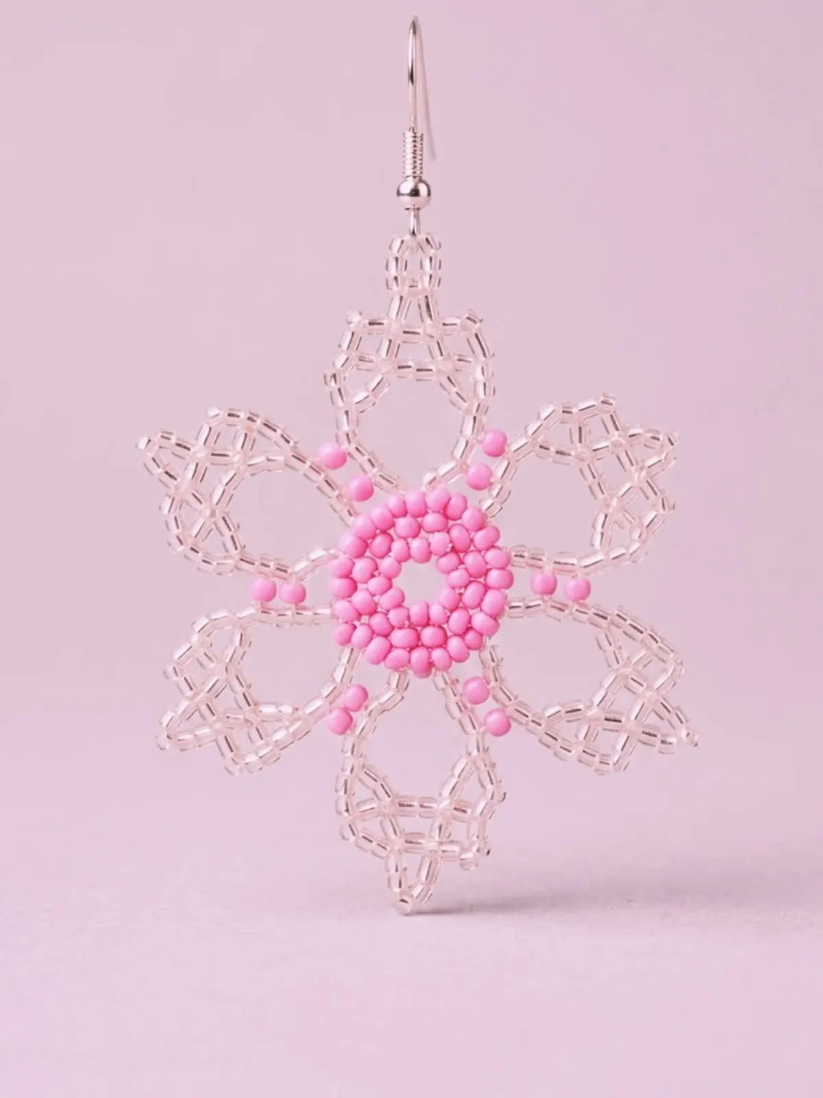 Pendientes flor rosa con mostacillas - Imagen 5