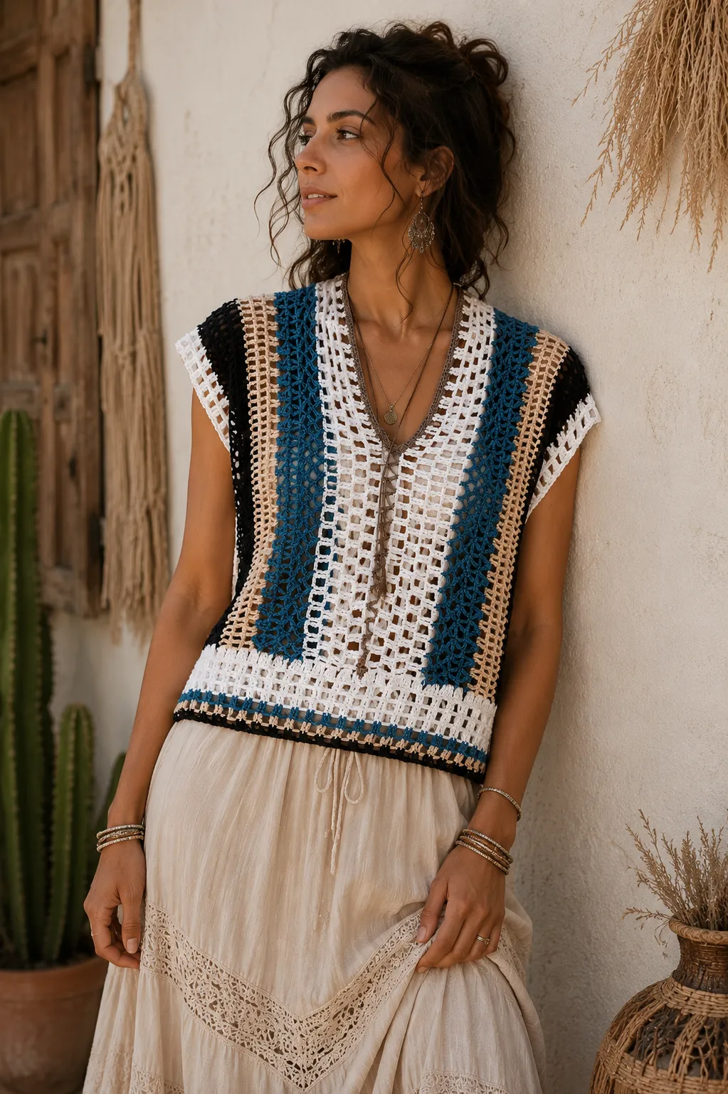 Blusa de crochet estilo boho-chic