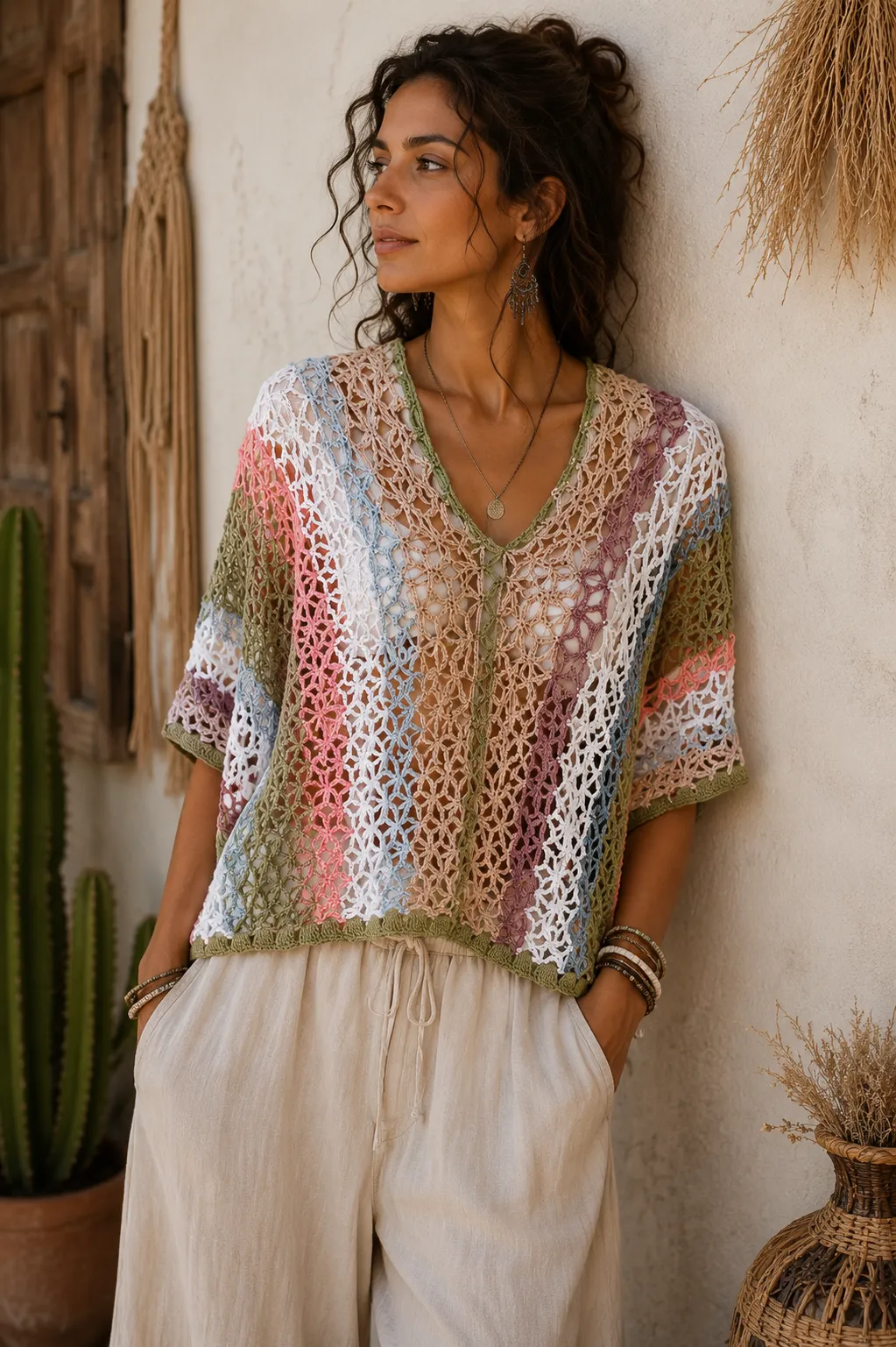 Blusa de crochet estilo boho-chic