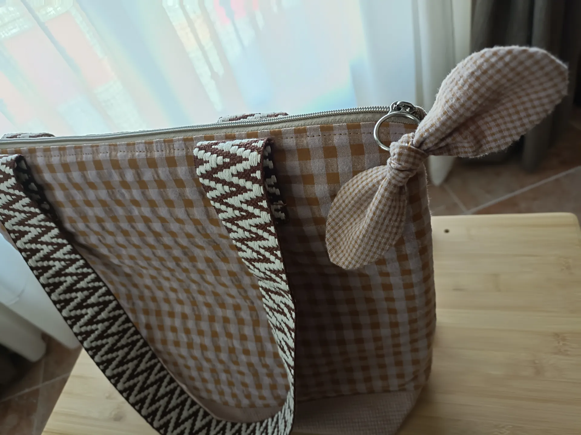 Bolso Tote Vichy canela & cuadros - Imagen 3