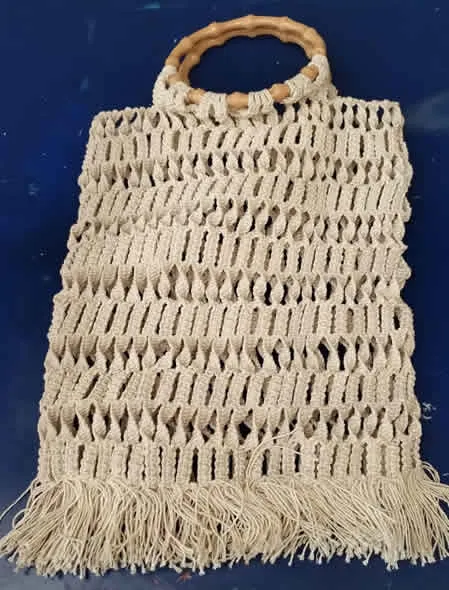 Bolso macramé piola # 18 con manijas
