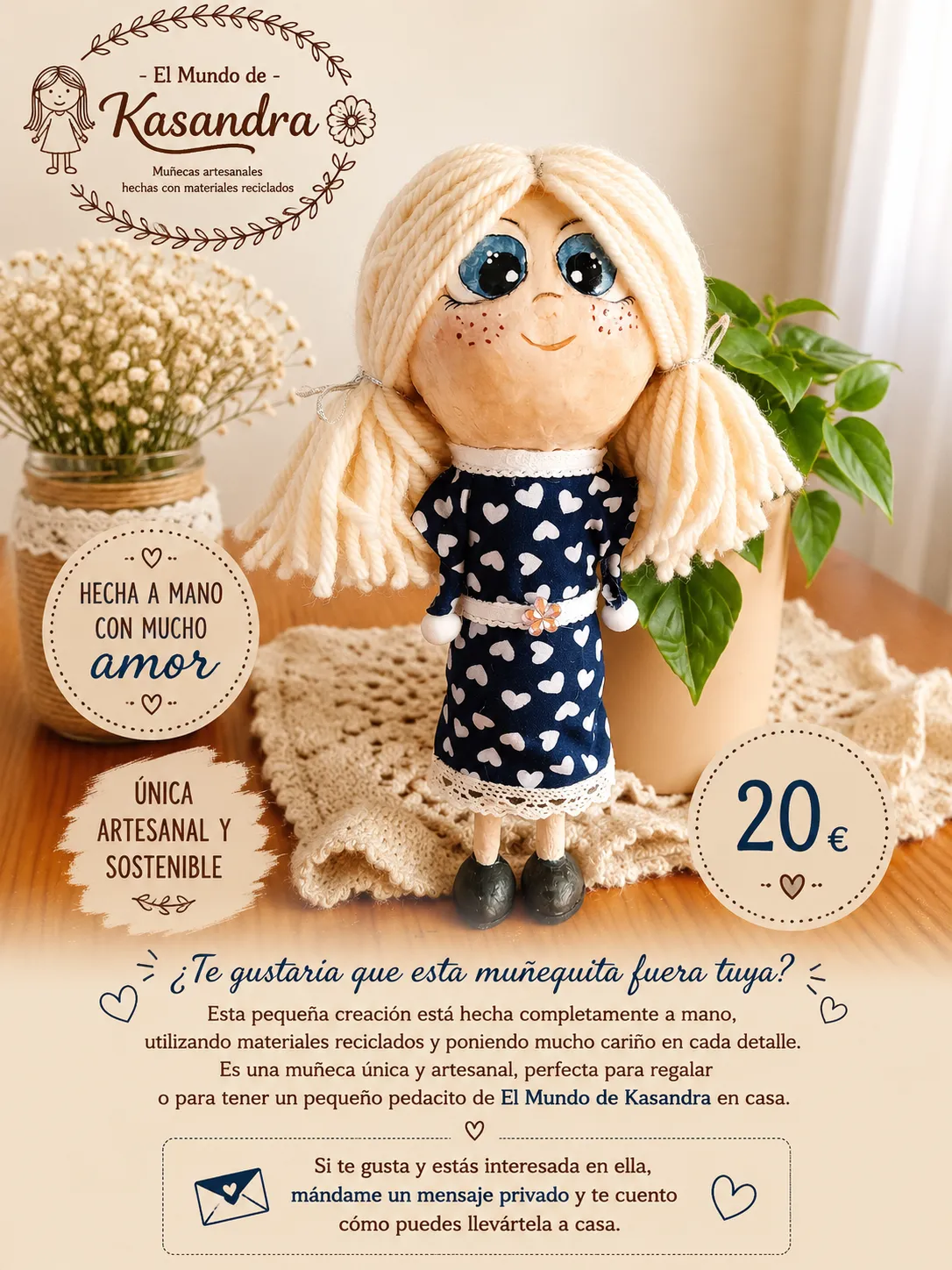 Muñeca rubia ojos azules con dos coletas