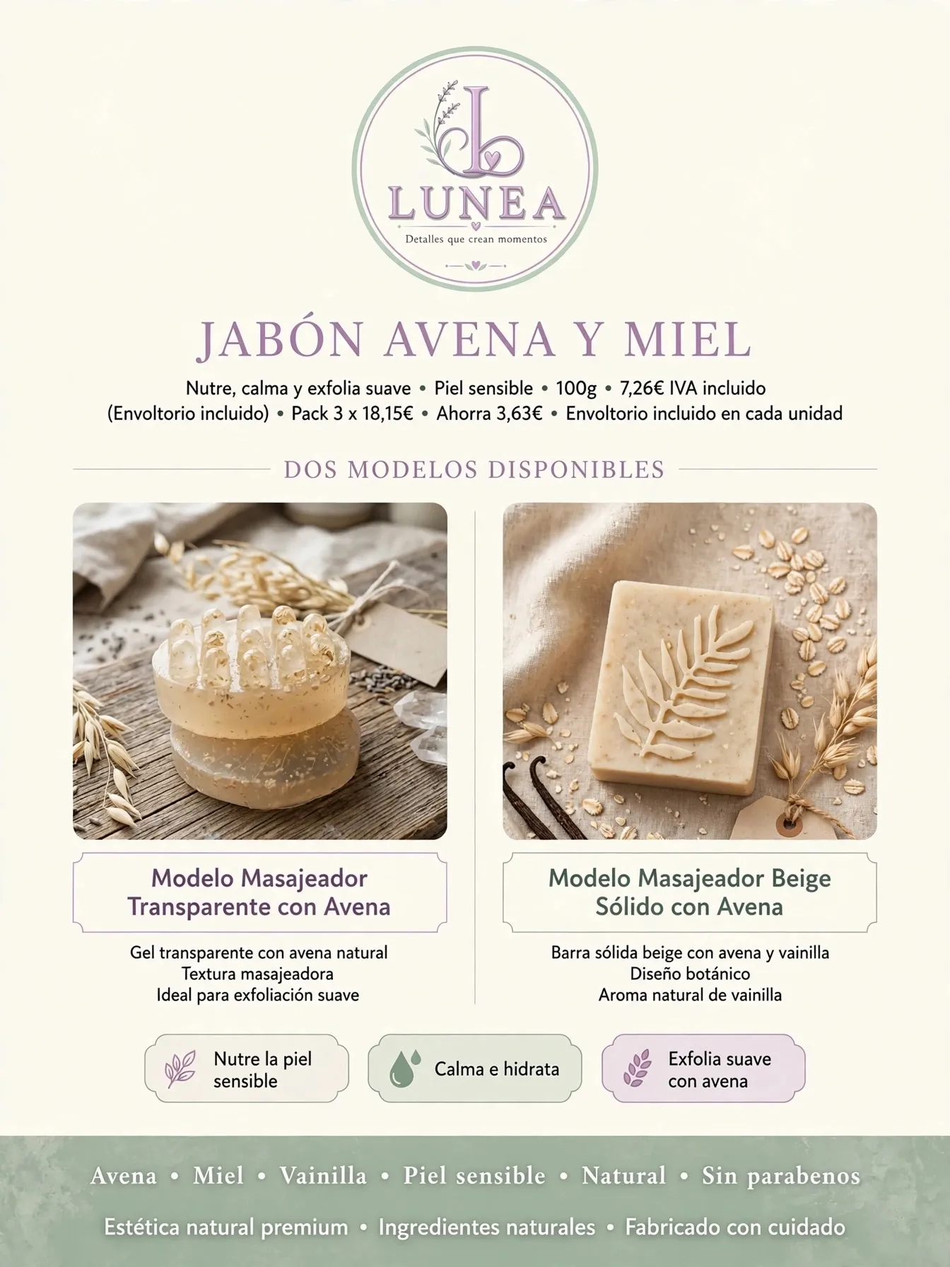 Jabón de Avena y miel