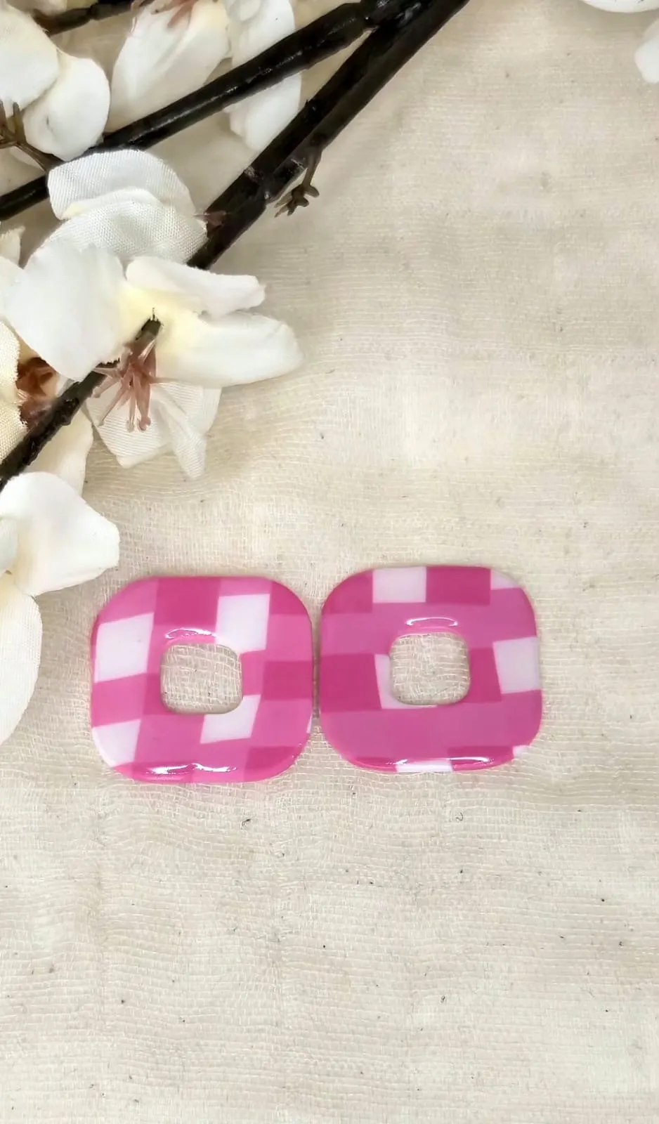 Pendientes nido con estampado vichy
