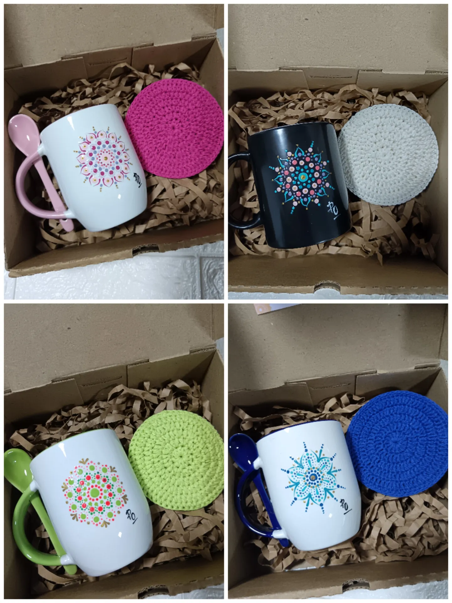 Tazas decoradas con puntillismo  - Imagen 3