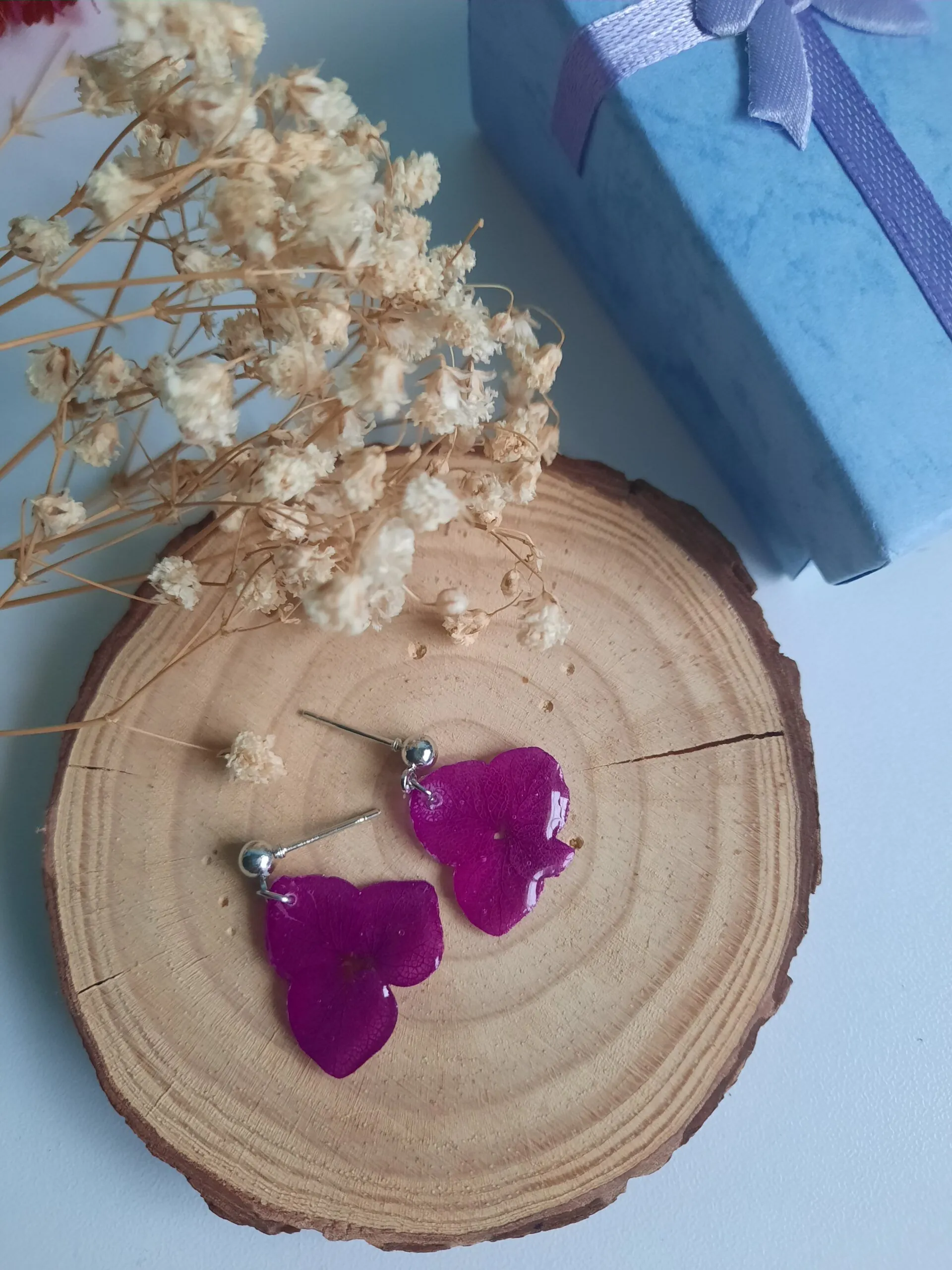 Pendientes Hortensias rosas - Imagen 2