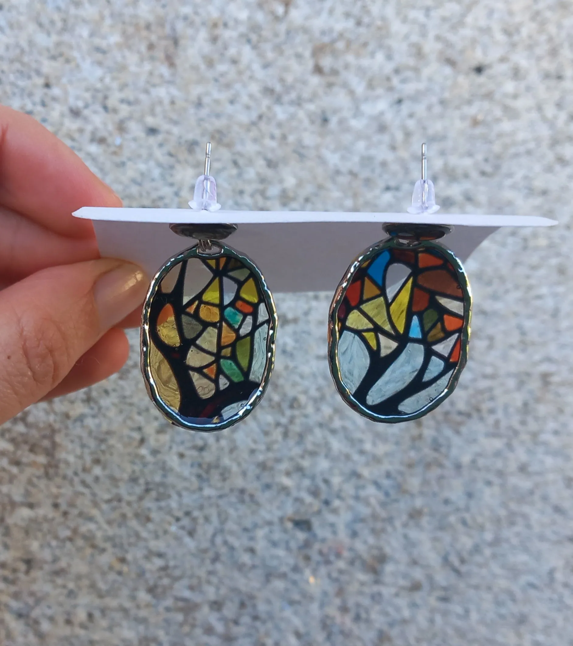 Pendientes vidrieras plateados