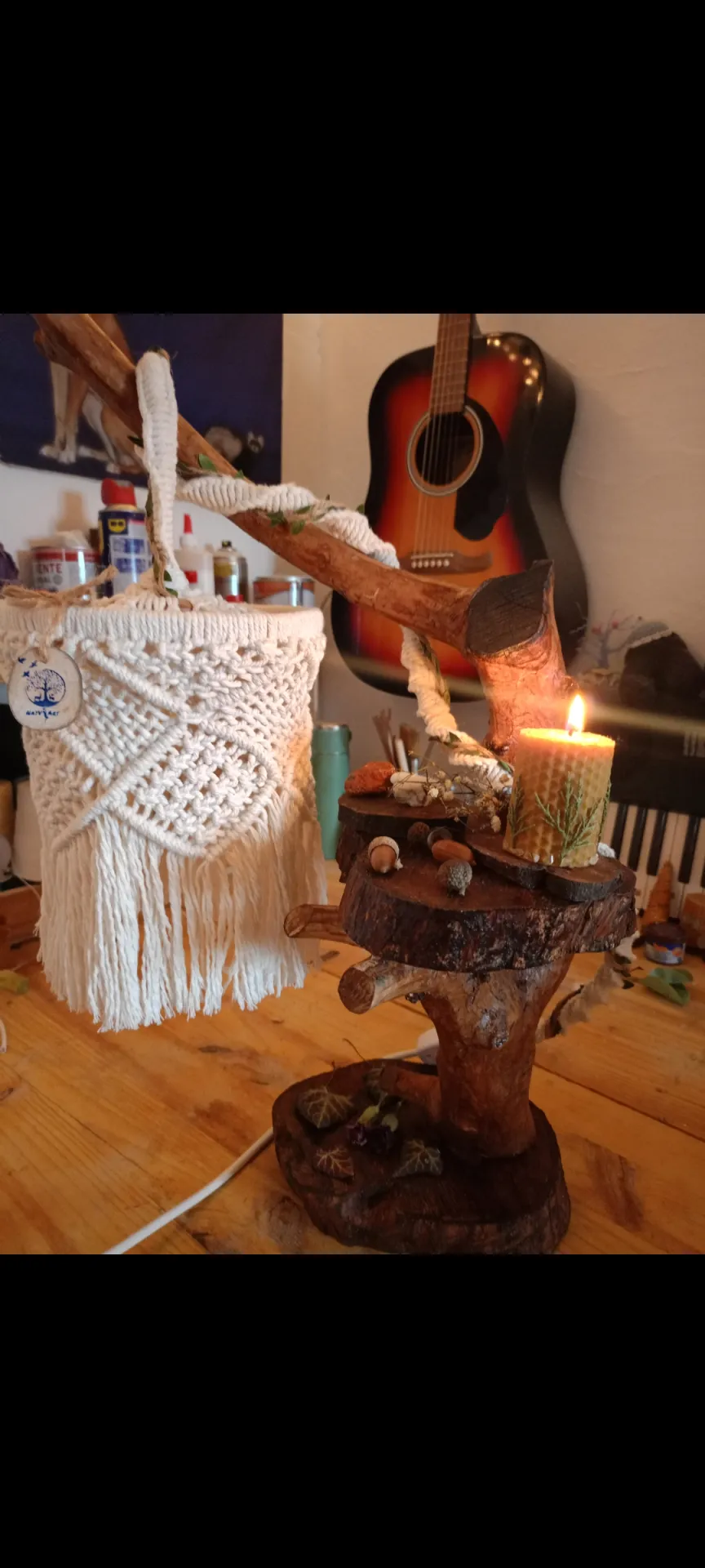 Lampara de macramé de mesa