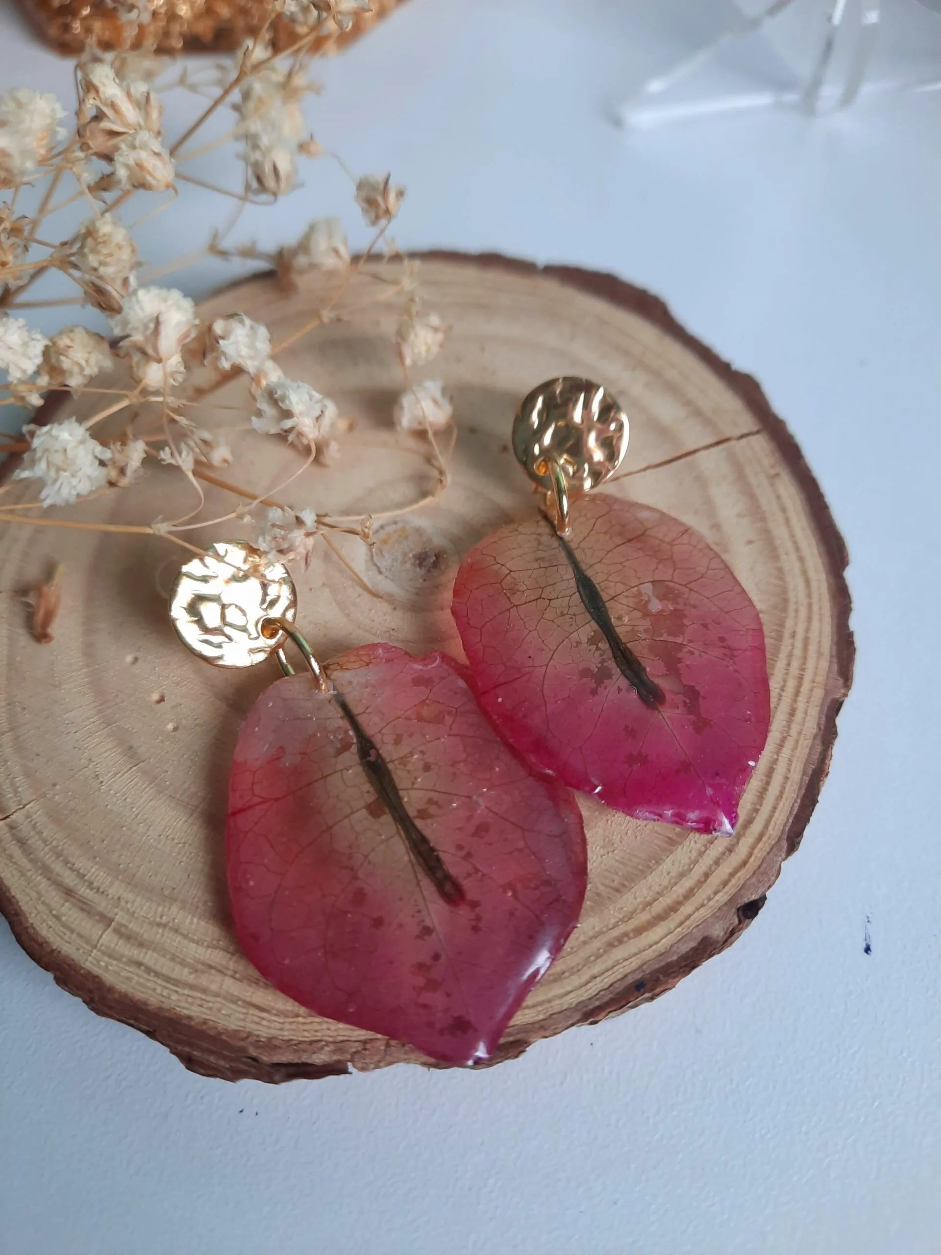 Pendientes Buganvilla hechos a mano - Imagen 2