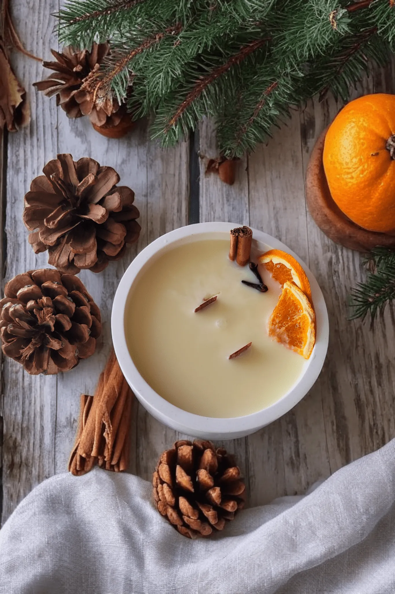 Vela de soja Aromática y decorativa con fragancia Naranja y Canela