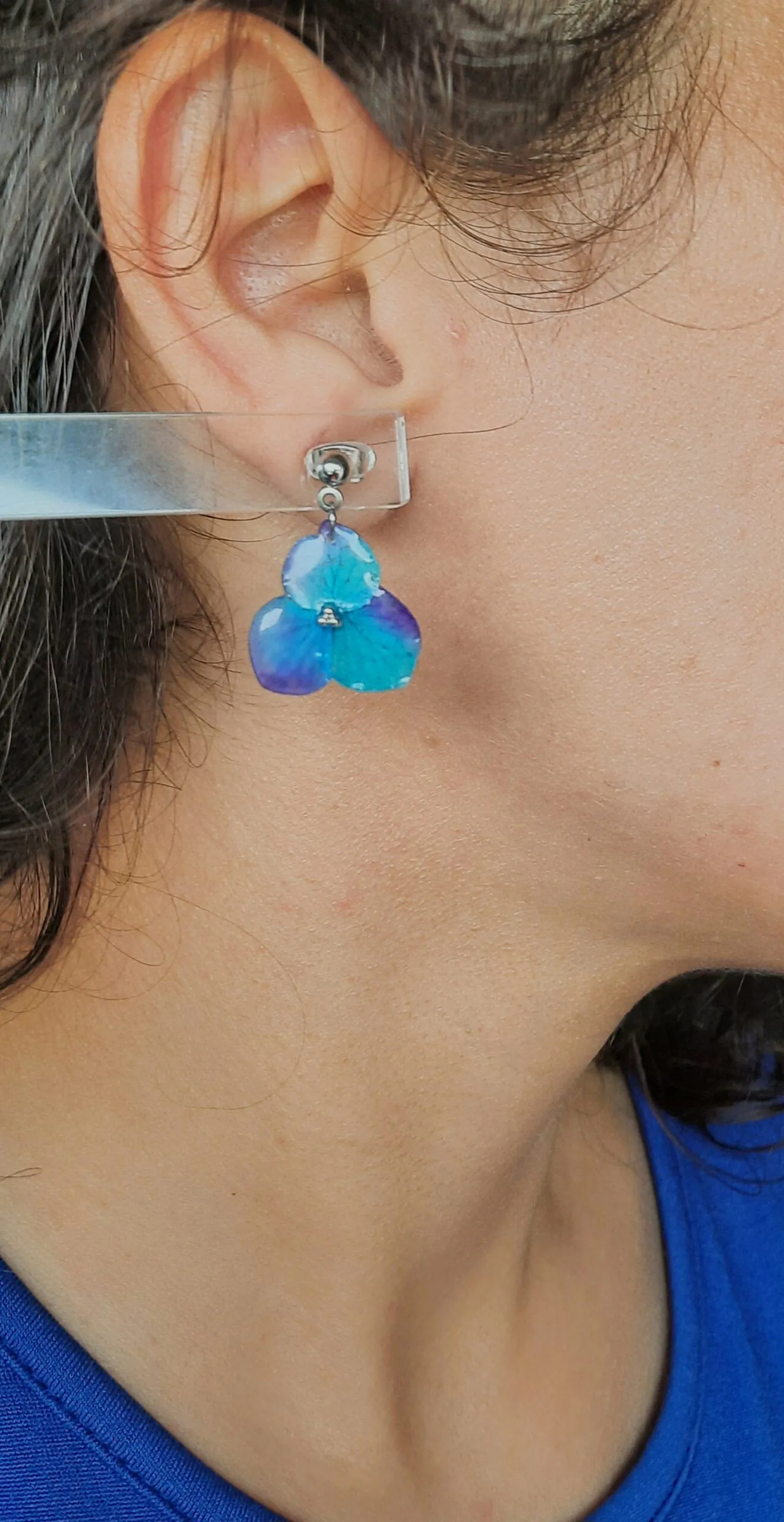 Pendientes hortensia azulmora - Imagen 2