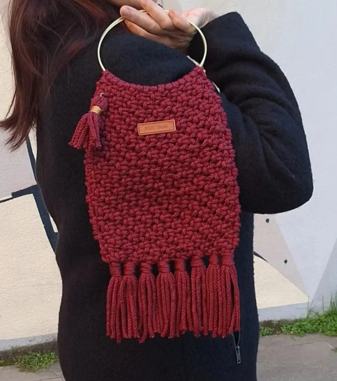 Bolso de mano granate