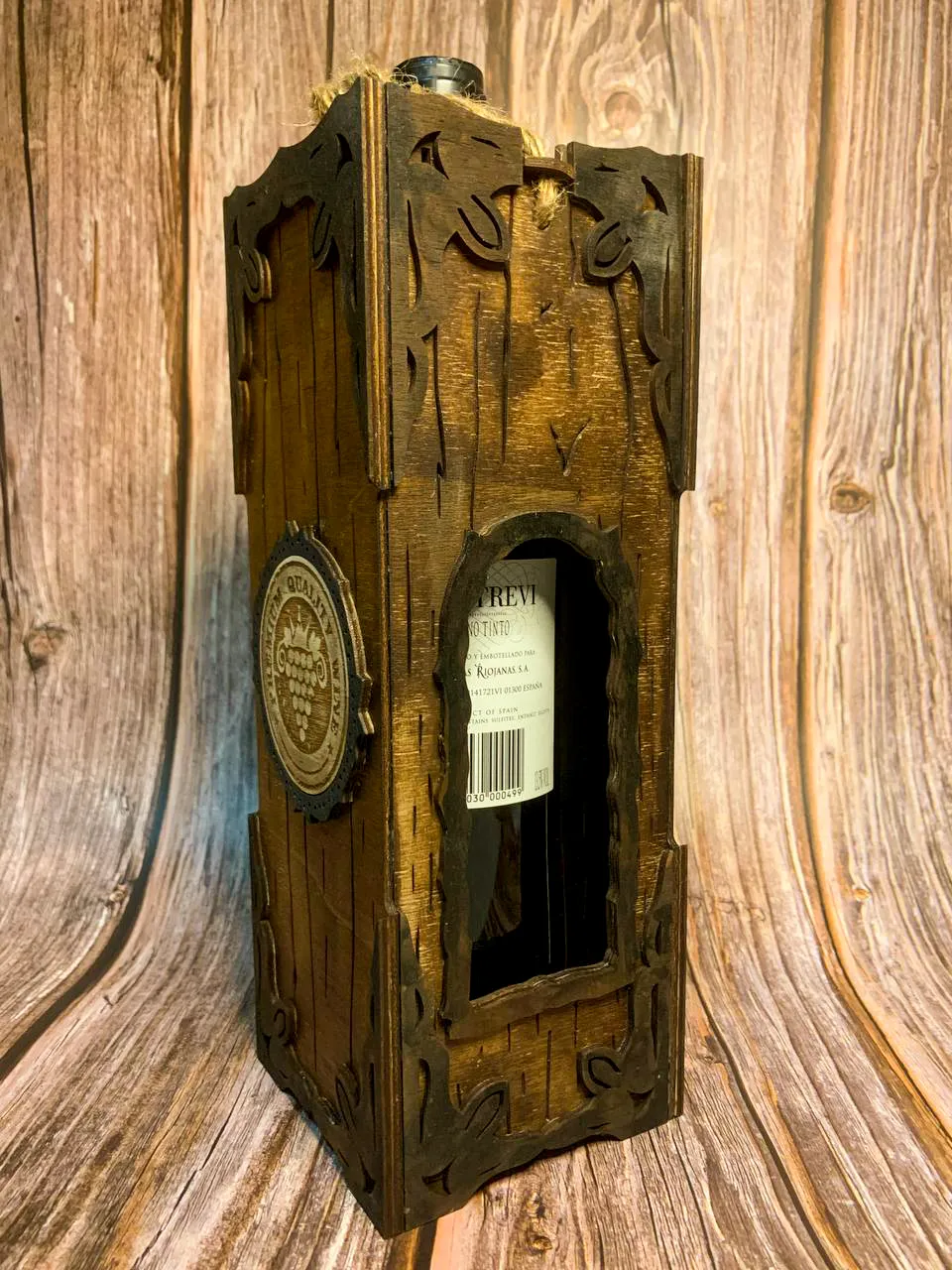 Estuche regalo premium para botella personalizado (grabado en madera)