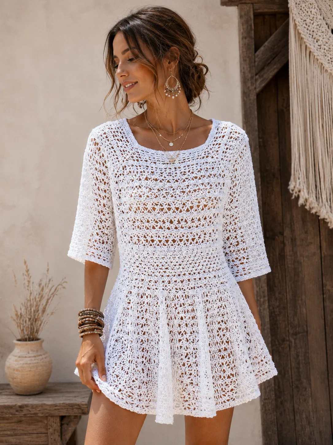 Túnica de crochet boho-chic