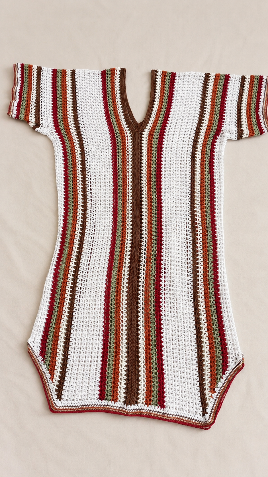 Vestido-túnica largo de crochet en tonos tierra - Imagen 2